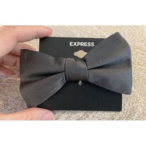 NWT Express 100% Silk Solid Dark Gray Grey Pretied Adjustable Bow Tie